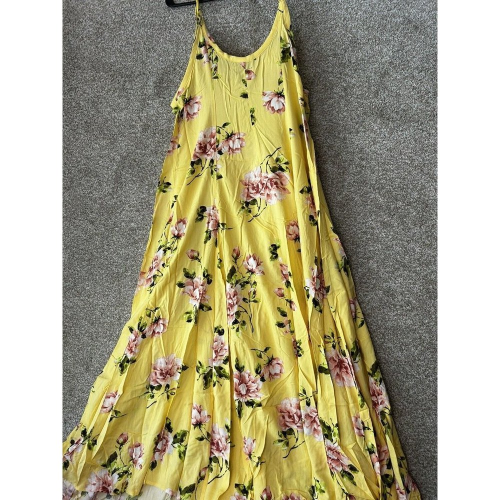 Torrid Yellow Floral Challis Trapeze Maxi Dress Size Med/Large (00) - Picture 6 of 8